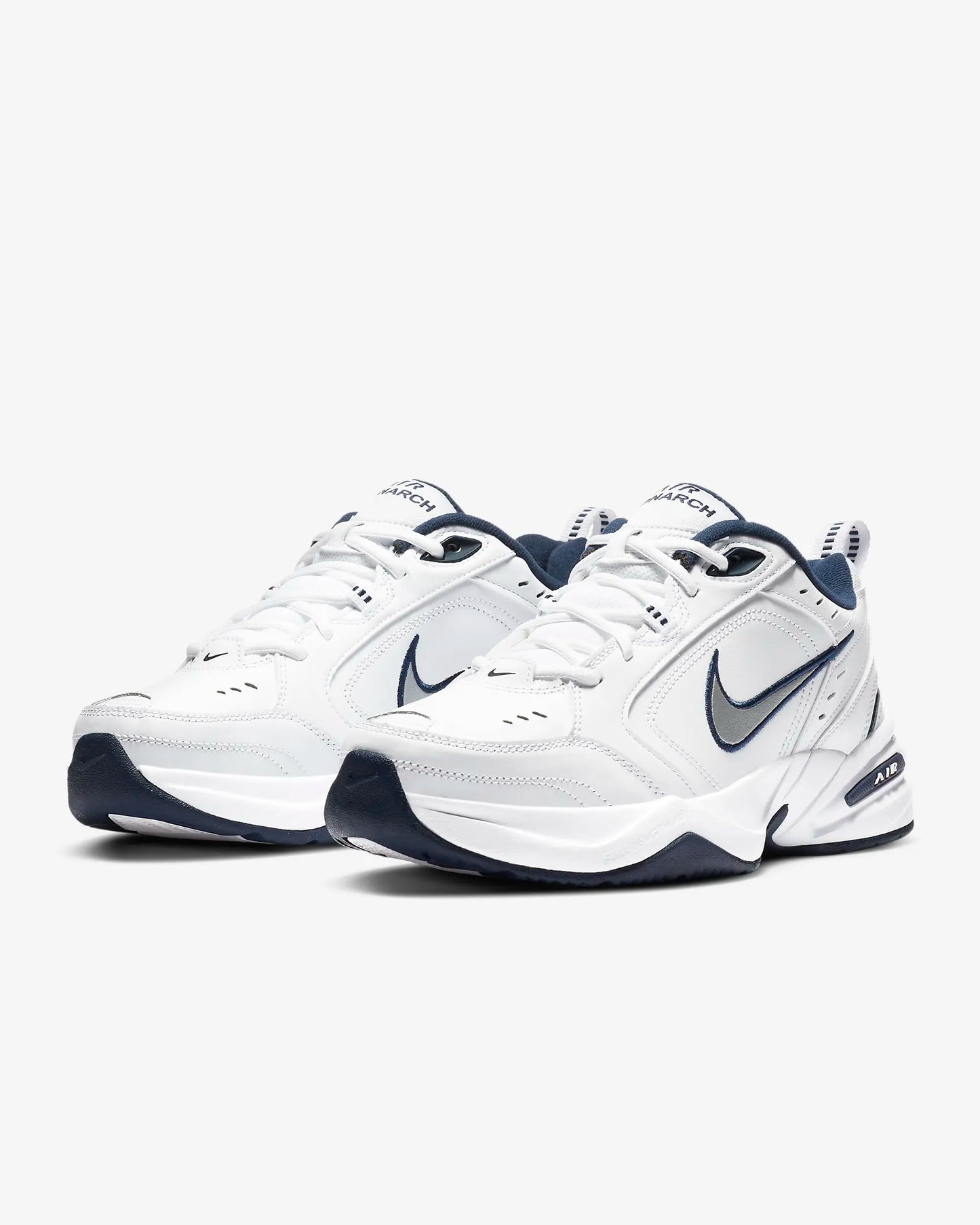 Nike Men's Air Monarch IV Workout Shoes, White/Metallic Silver