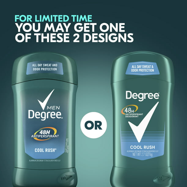 Degree Men Original Antiperspirant Deodorant Cool Rush Mens Deodorant Stick 48-Hour Odor Protection 2.7 oz, 2 Count