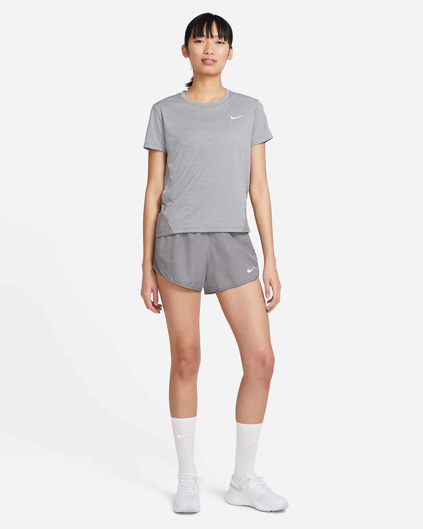Nike Women's Miler Short-Sleeve Running Top, Gunsmoke/Heather/Heather