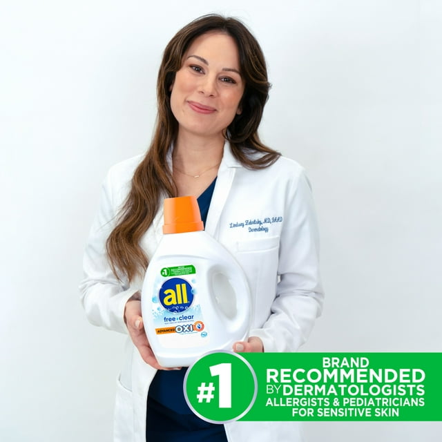 all Liquid Laundry Detergent with Advanced OXI Stain Removers and Whiteners, Free Clear, 141 Ounce, 79 Loads