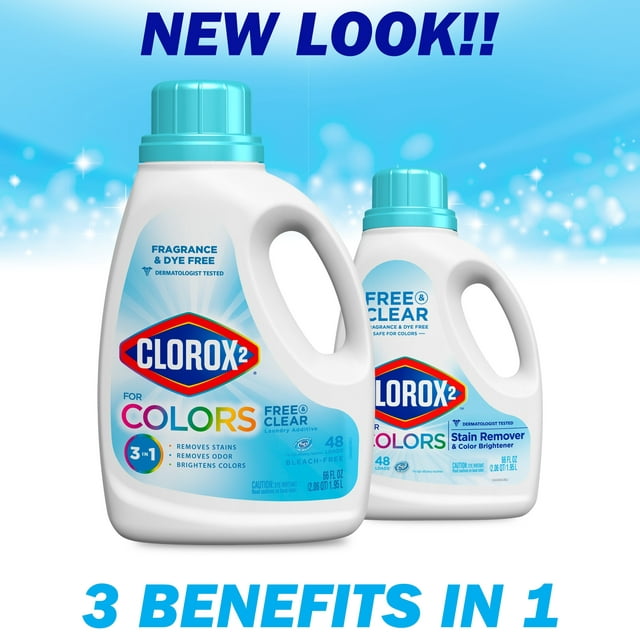 Clorox 2 Free & Clear Laundry Stain Remover and Color Booster, 66 oz Bottle