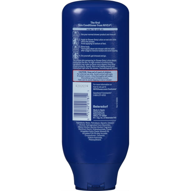 NIVEA Nourishing In Shower Lotion, Body Lotion for Dry Skin, 13.5 Fl Oz Bottle