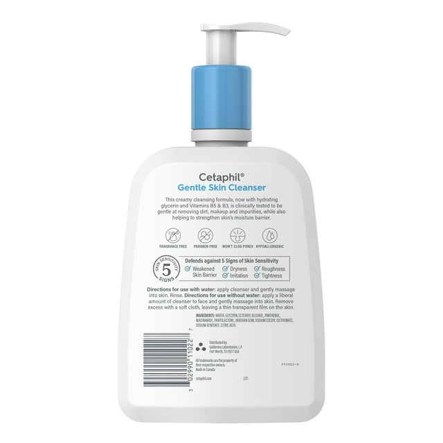 Cetaphil Face Wash, Hydrating Gentle Skin Cleanser for Dry to Normal Sensitive Skin, 16 oz