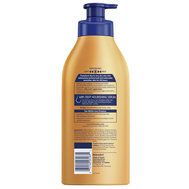 NIVEA Cocoa Butter Body Lotion with Deep Nourishing Serum, 20 Fl Oz