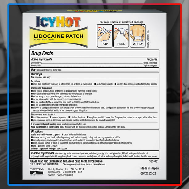 Icy Hot Maximum Strength Muscle & Joint Pain Relief Numbing Back Patch with Lidocaine 5ct