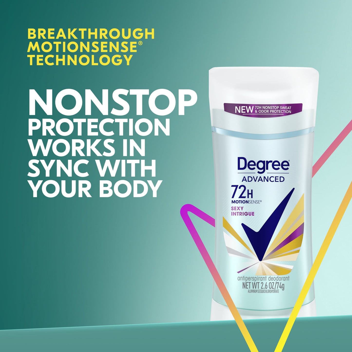 Degree Advanced MotionSense 72H Antiperspirant Deodorant Sexy Intrigue, 2.6 oz, Female