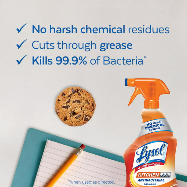 Lysol Pro Kitchen Spray Cleaner and Degreaser, Antibacterial All Purpose Cleaning Spray for Kitchens, Countertops, Ovens, and Appliances, Citrus Scent, 22oz