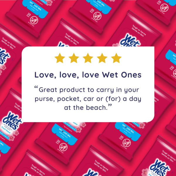 Wet Ones Antibacterial Fresh Scent Hand Wipes 20 Ct Travel Pack, Hypoallergenic, Kills Germs, Leaves Hands Feeling Clean