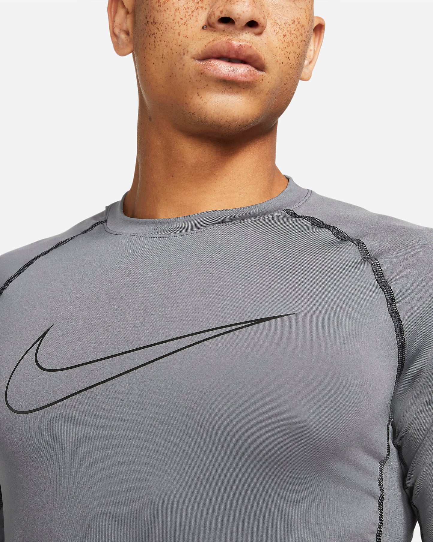 Nike Men's Pro Dri-FIT Slim Fit Short-Sleeve Top, Iron Grey/Black/Black