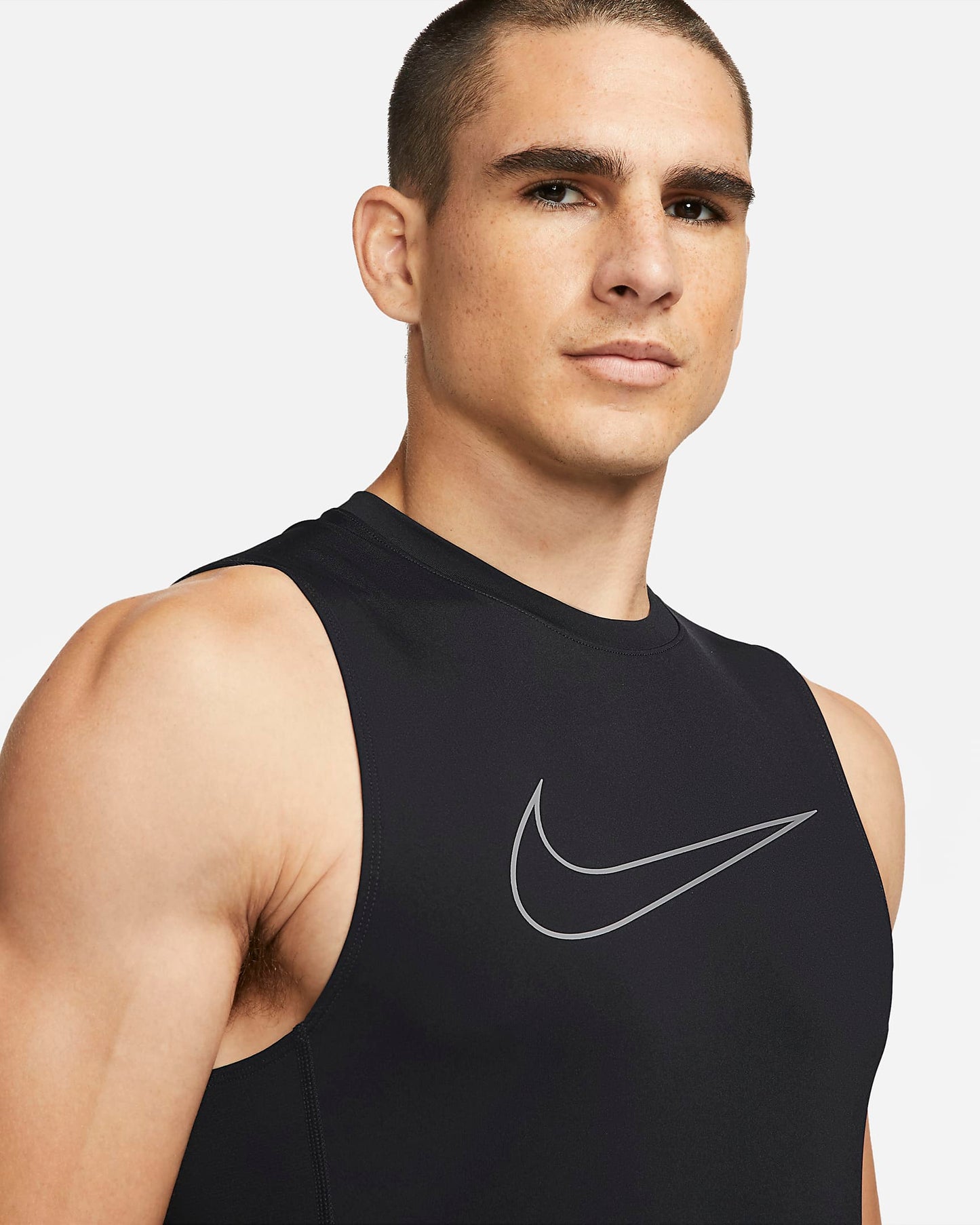 Nike Men's Pro Dri-FIT Slim Fit Sleeveless Top, Black/White