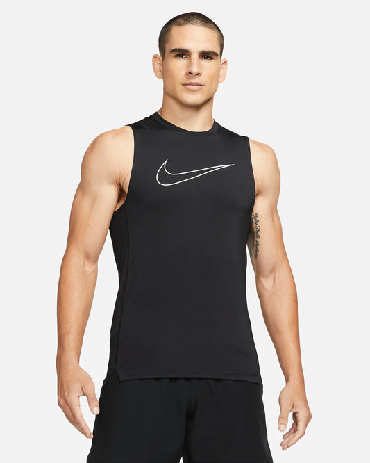 Nike Men's Pro Dri-FIT Slim Fit Sleeveless Top, Black/White