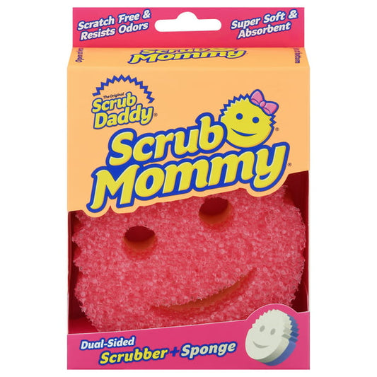 Scrub Daddy Scrub Mommy Sponge, Pink, 1ct Sponge, Soft in Warm Water, Firm in Cold