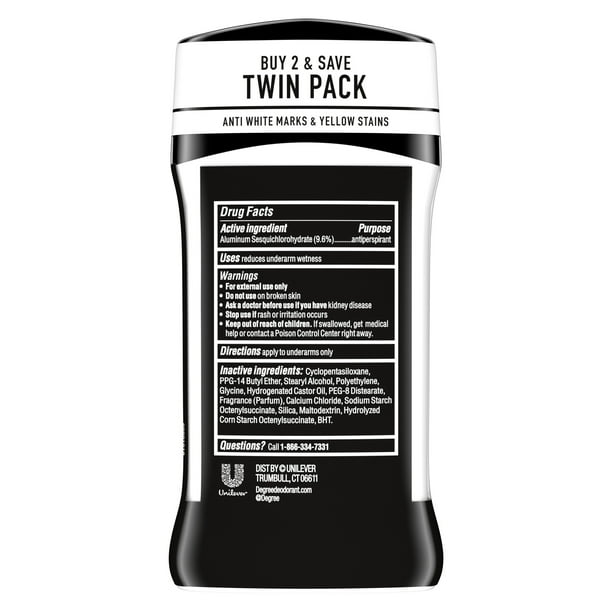 Degree Men UltraClear 72H Antiperspirant Deodorant Black+White, 2.7 oz, 2 Count