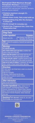 Neutrogena T/Sal Therapeutic Shampoo for Scalp Build-Up Control with Salicylic Acid, Scalp Treatment for Dandruff, Scalp Psoriasis & Seborrheic Dermatitis Relief, 4.5 fl. oz