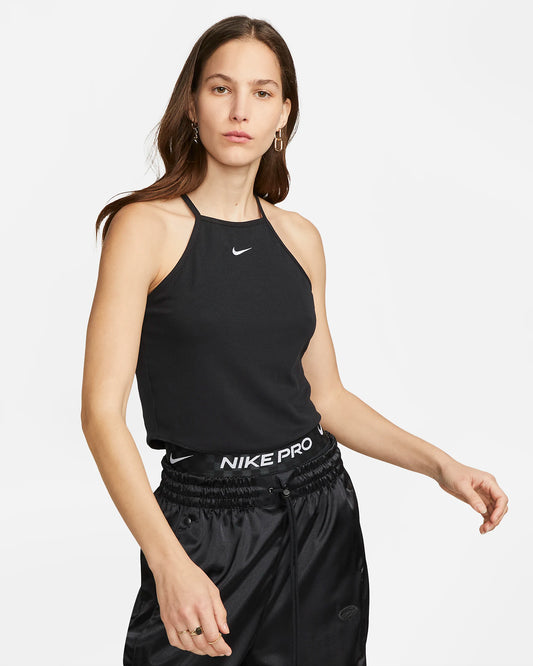 Nike Women's Sportswear Essentials Ribbed Tank, Black/White