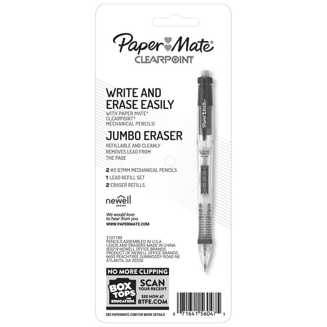 Paper Mate Clear point Mechanical Pencils, 0.7mm, #2, Fashion Barrels, 2 Count