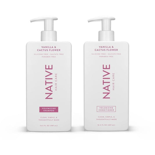 Native Vanilla & Cactus Flower Shampoo and Conditioner Contain Naturally Derived Ingredients |All Hair Type Color & Treated, Fine to Dry Damaged, Sulfate & Dye Free - 2-Pack