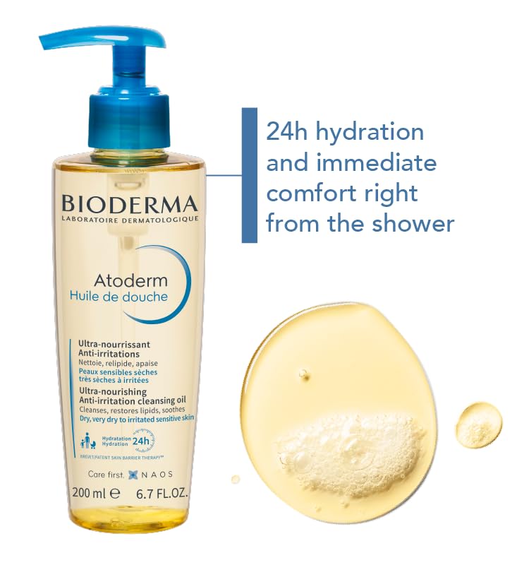 Bioderma Atoderm Shower Oil, Cleansing Oil For Face & Body, Nourishing Cleansing Oil