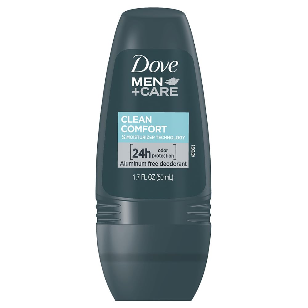 Dove Men+Care Clean Comfort Roll on Deodorant, Aluminum Free, For All Day Underarm Odor Protection, 4-Pack, 1.7 Fl Oz Each, 4 Bottles