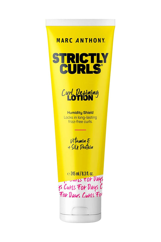 Marc Anthony Curl Defining & Enhancing Lotion, Strictly Curls - Moisturizing Detangler with Vitamin E & Silk Protein for Long-Lasting Frizz-Free - Bounce & Shine For Wavy, Dry or Damaged Hair