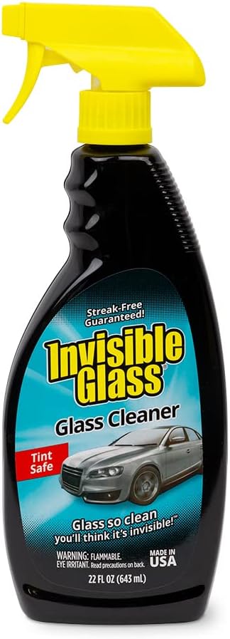 Invisible Glass 92164 22-Ounce Premium Glass Cleaner and Window Spray for Auto and Home Provides a Streak-Free Shine on Windows, Windshields, and Mirrors is Residue and Ammonia Free and Tint Safe