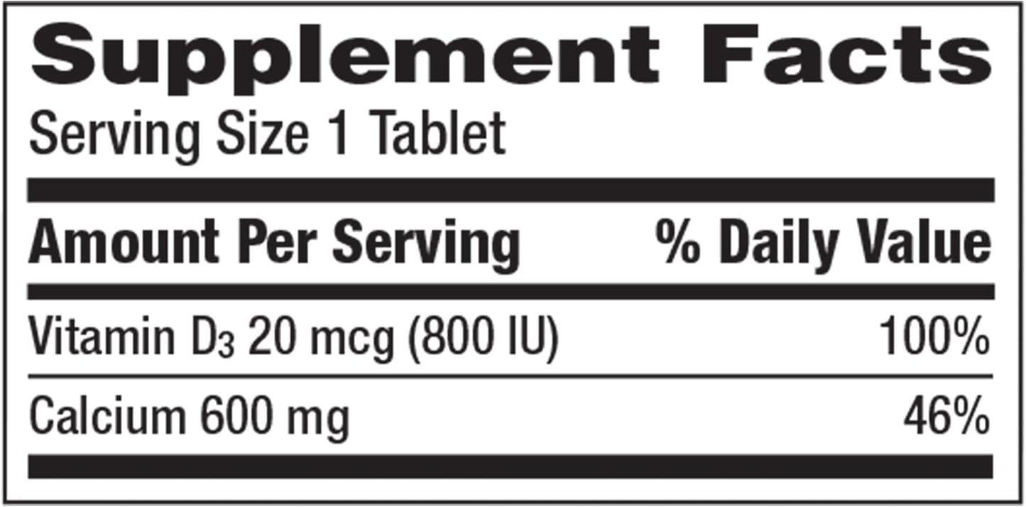 Caltrate 600 Plus D3 Calcium and Vitamin D Supplement Tablets, Bone Health Supplements for Adults - 200 Count