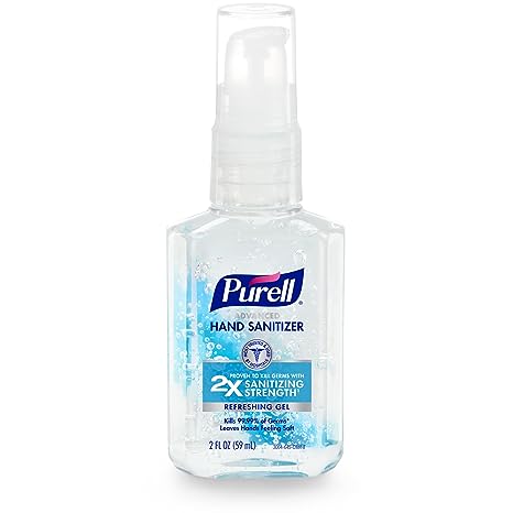 Purell Advanced Hand Sanitizer Refreshing Gel, Clean Scent, 2 fl oz Travel Size Pump Bottle (Pack of 1)