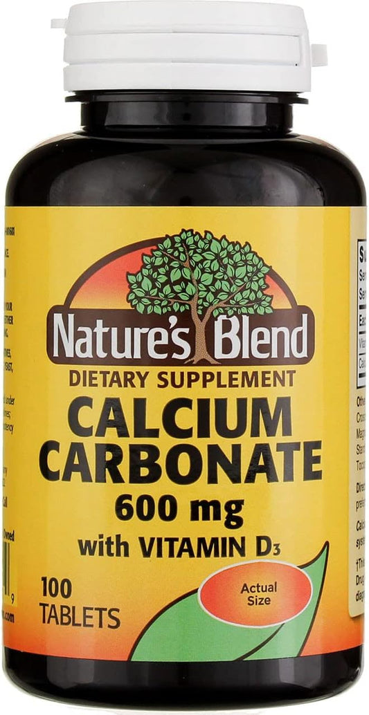 Nature's Blend Calcium Carbonate 600 mg with D3 400 IU 100 Tablet