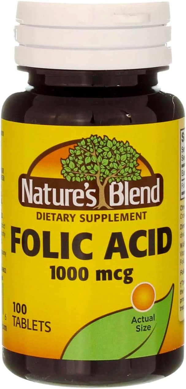 Nature's Blend Folic Acid 1000 mcg 100 Tablets