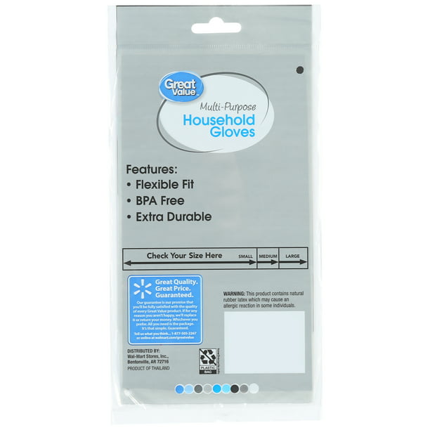 Great Value BPA-Free Latex Multipurpose Reusable Household Gloves, Teal, Medium