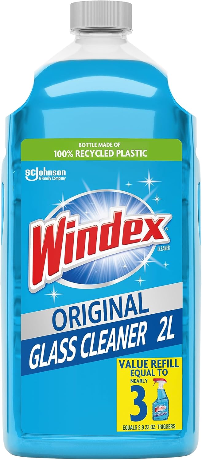 Windex Glass Cleaner Refill, Original Blue, 2 L