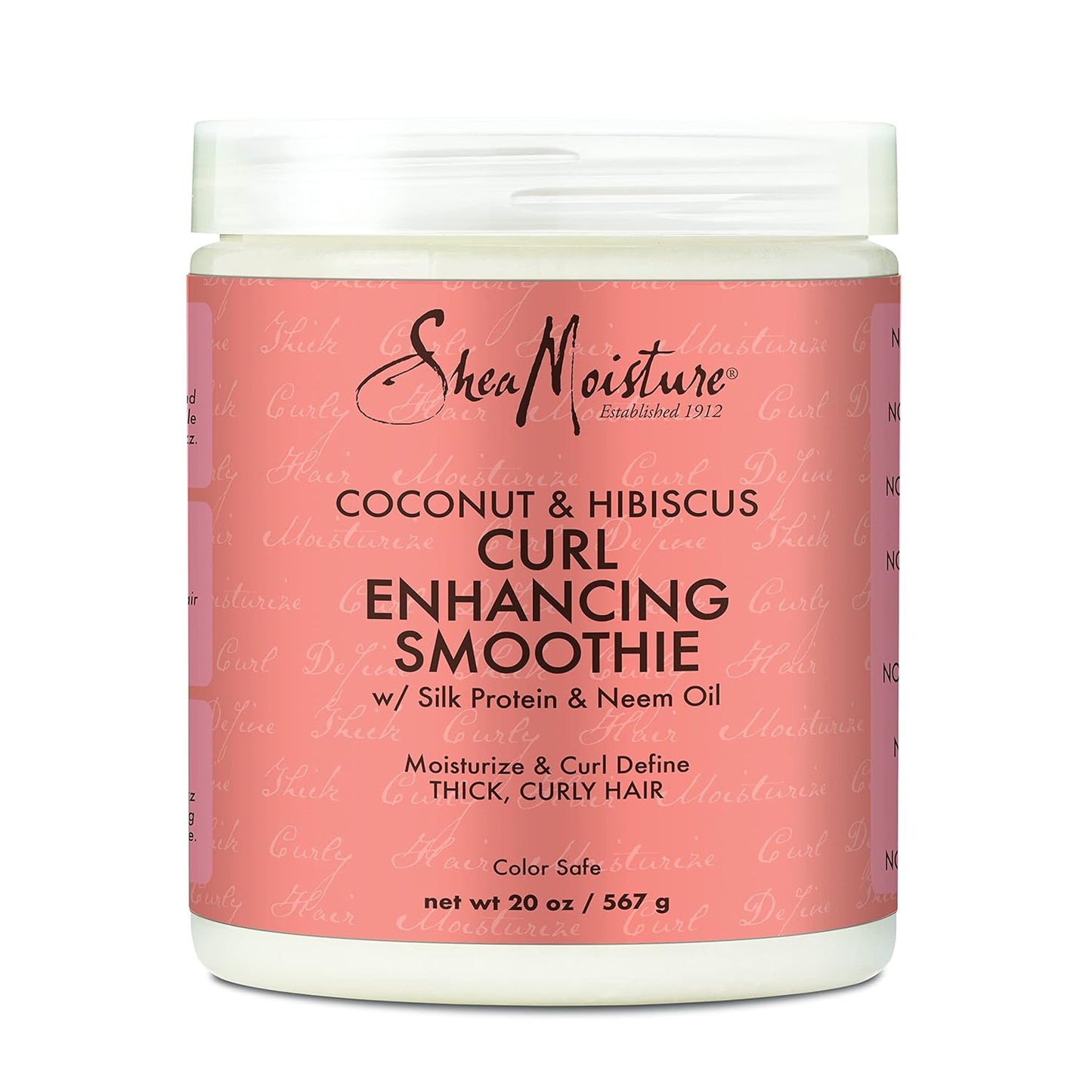 SheaMoisture Curl Enhancing Smoothie Hair Cream for Thick, Curly Hair Coconut and Hibiscus Sulfate Free and Paraben Free Curl Cream 20 oz