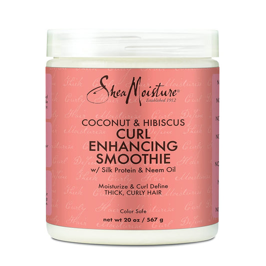 SheaMoisture Curl Enhancing Smoothie Hair Cream for Thick, Curly Hair Coconut and Hibiscus Sulfate Free and Paraben Free Curl Cream 20 oz