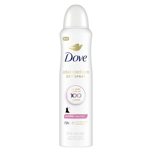 Dove Advanced Care Antiperspirant Deodorant Spray Clear Finish Invisible antiperspirant deodorant tested on 100 colors 72-hour odor and sweat protection with Pro-Ceramide technology 3.8 oz