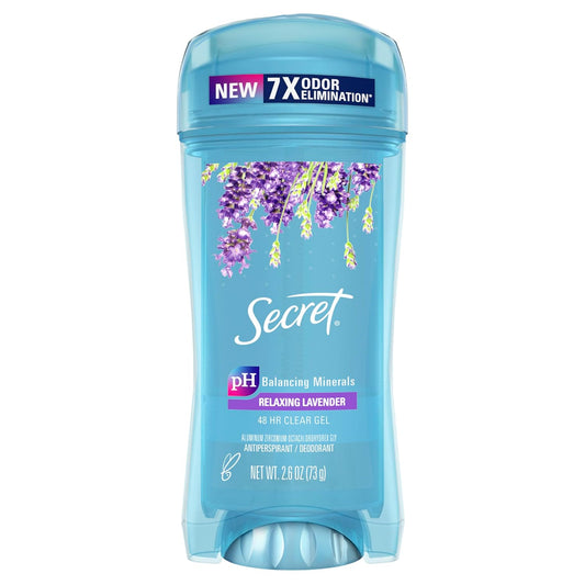 Secret Fresh Antiperspirant and Deodorant for Women, 48hr Freshness, Sweat & Odor Protection, PH Balancing Minerals, Clear Gel, Refreshing Lavender Scent, 2.6 oz