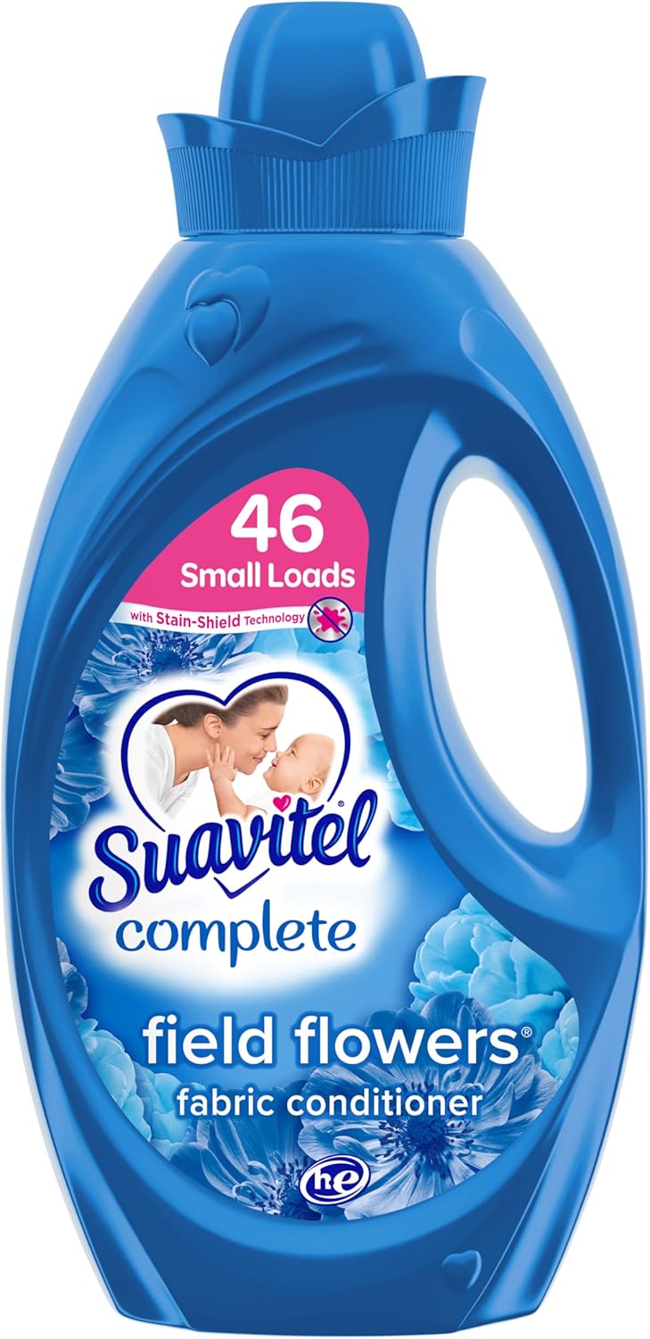 Suavitel Complete Liquid Fabric Conditioner, Laundry Fabric Softener with Fabric Protection Technology, Field Flowers, 46 oz, Enough Liquid For 46 Small Loads