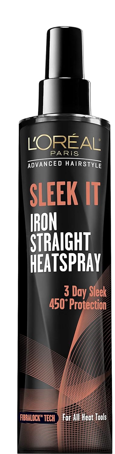 L'Oréal Paris Advanced Hairstyle Sleek It Iron Straight Heat Spray, 5.7 Ounce