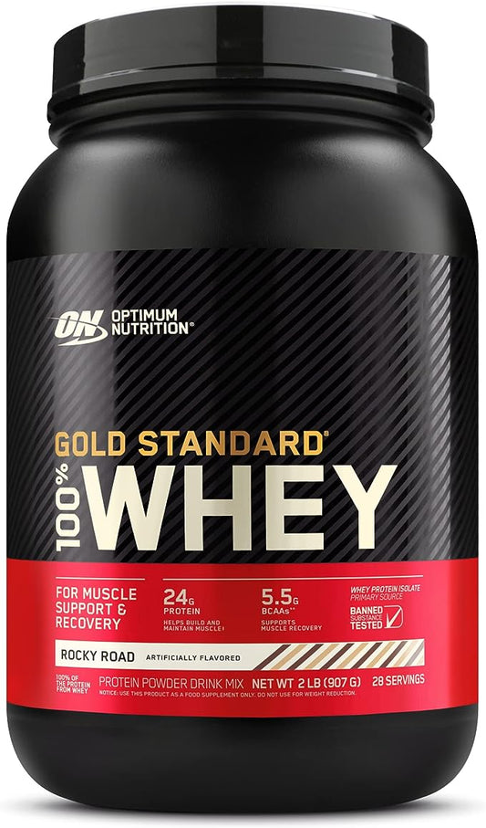 Optimum Nutrition Gold Standard 100% Whey Protein Powder, Rocky Road, 2 Pound (Packaging May Vary)