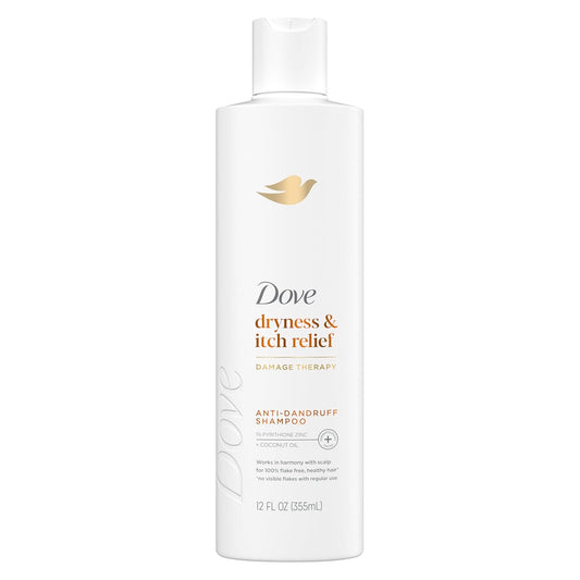 Dove Damage Therapy Derma Shampoo Dryness + Itch for Flaky Scalp with Pyrithione Zinc and Coconut Oil 12 Fl Oz