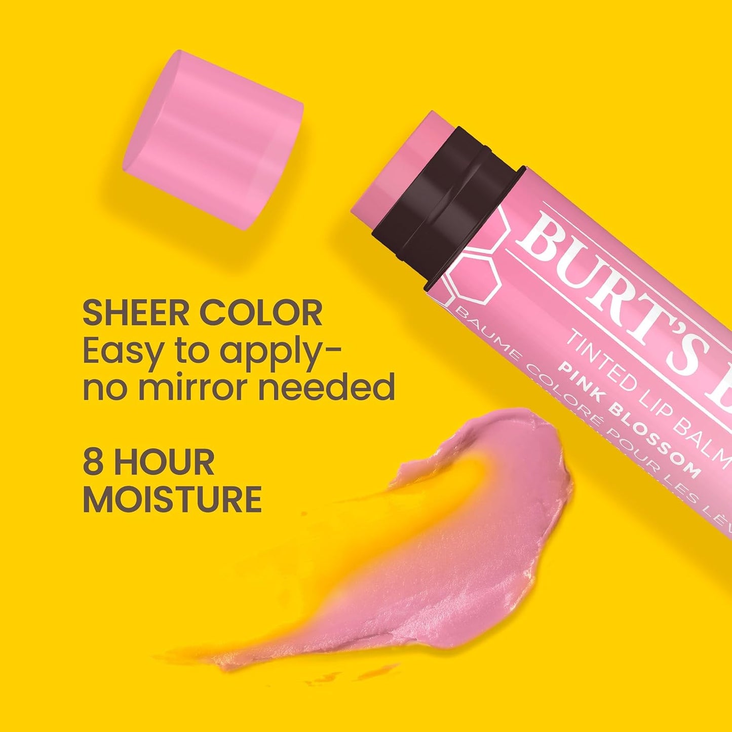 Burt's Bees Lip Tint Balm Stocking Stuffers Gifts, Long Lasting 2 in 1 Duo Tinted Balm Formula, Color Infused with Hydrating Shea Butter for a Natural Looking Buildable Finish, Pink Blossom (2-Pack)