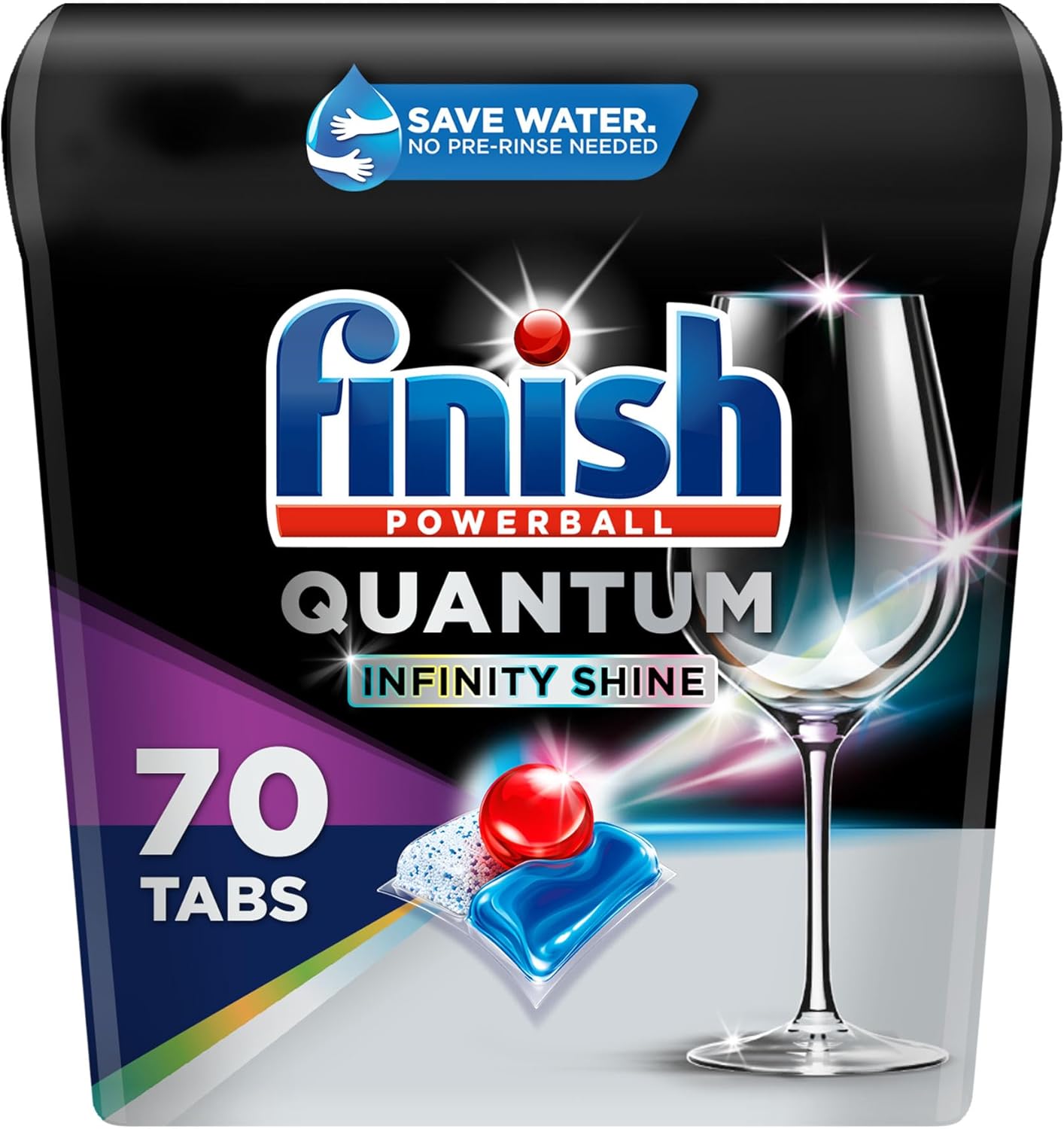 FINISH Quantum Infinity Shine, Dishwasher Pods, Dishwasher Detergent Liquid, Dishwasher Soap, Advanced Clean & Shine, 70ct Dishwasher Tablets