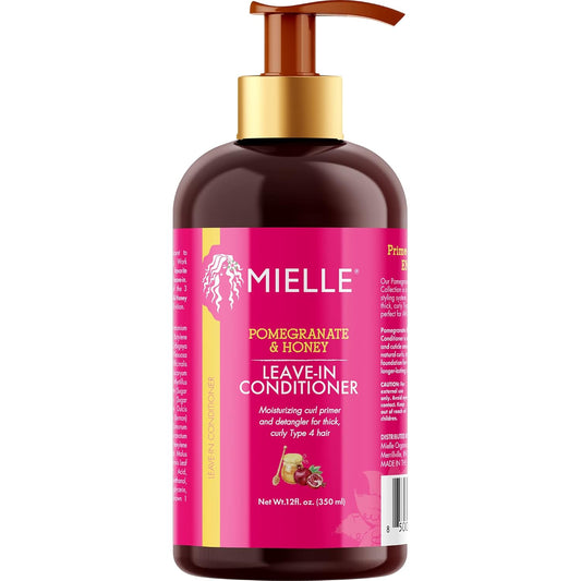 Mielle Organics Pomegranate & Honey Leave-In Conditioner, Moisturizing Curl Primer and Detangler, Repair Damage and Prevent Frizz, Treatment For Thick Curly Hair Type 4 Hair, 12-Fluid Ounces