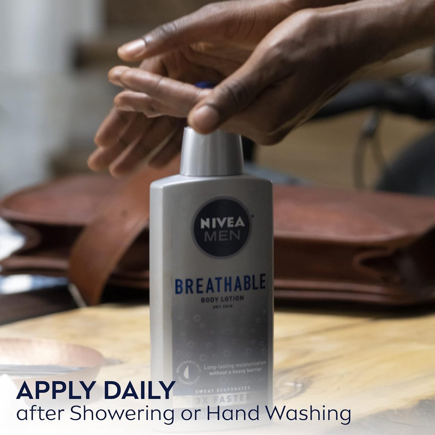 NIVEA MEN Breathable Body Lotion, 48 Hour Hydrating Lotion, Men's Lotion, 13.5 Fl Oz Bottle