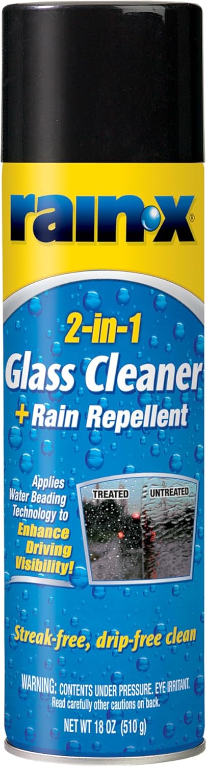 Rain-X 5080233 2-In-1 Glass Cleaner Plus Rain Repellent, 18 Ounce , BLUE