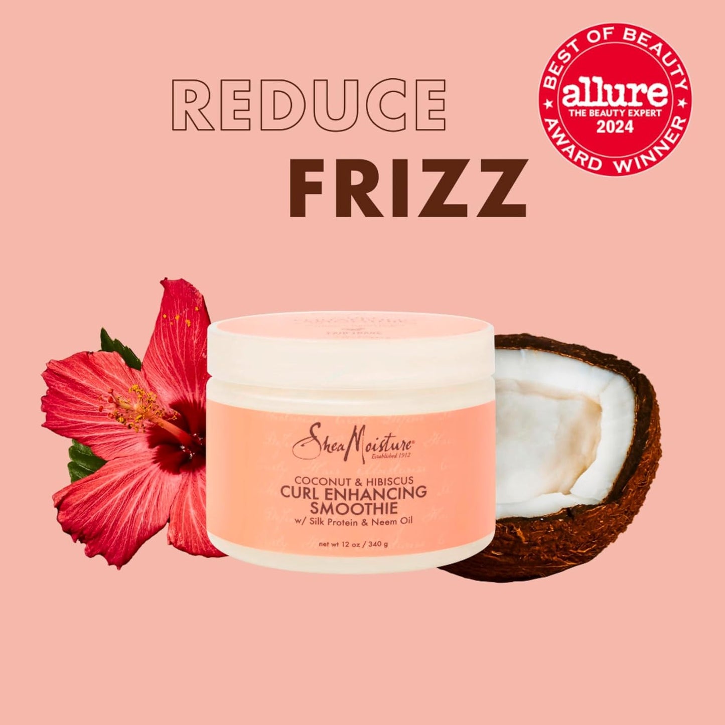 SheaMoisture Smoothie Curl Enhancing Cream Coconut and Hibiscus for Thick, Curly Hair Sulfate Free and Paraben Free 12 oz