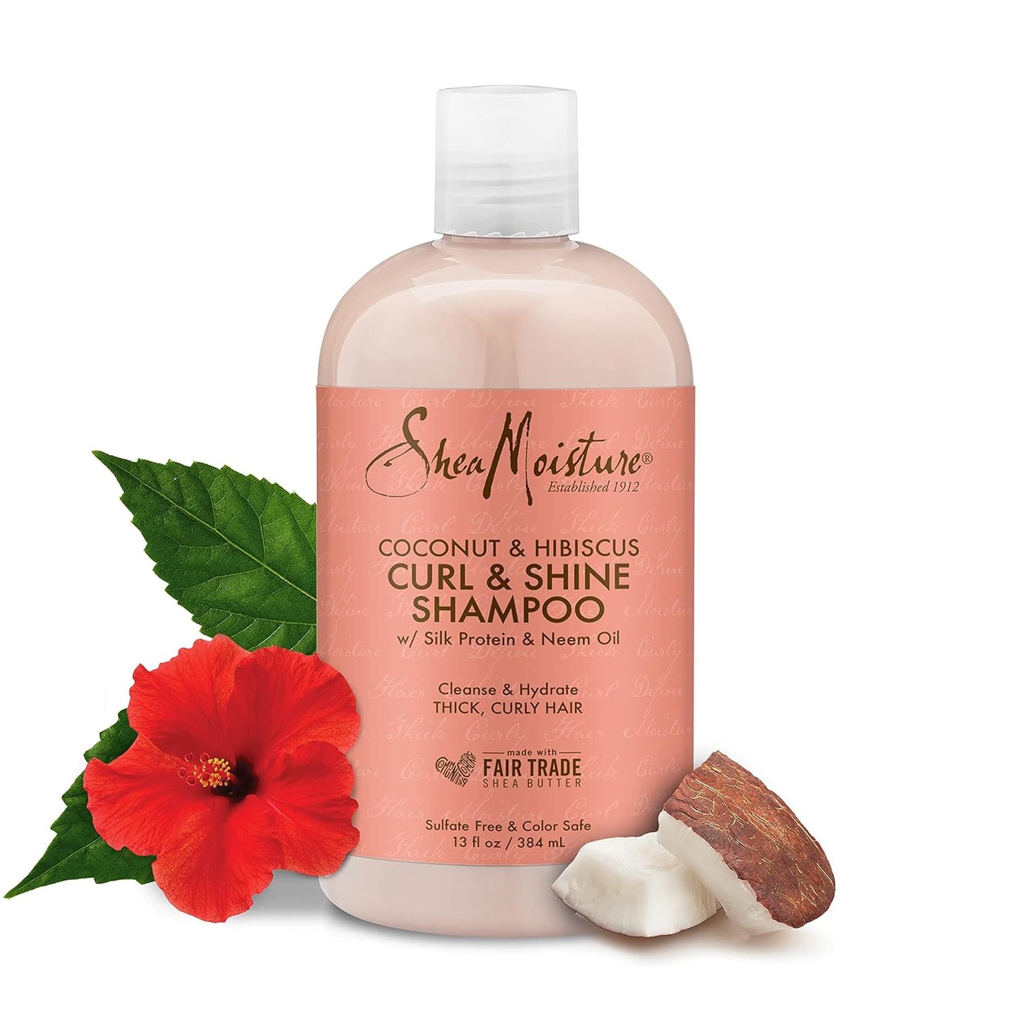 SheaMoisture Curl and Shine Coconut Shampoo Coconut and Hibiscus for Curly Hair Paraben Free Shampoo 13 oz