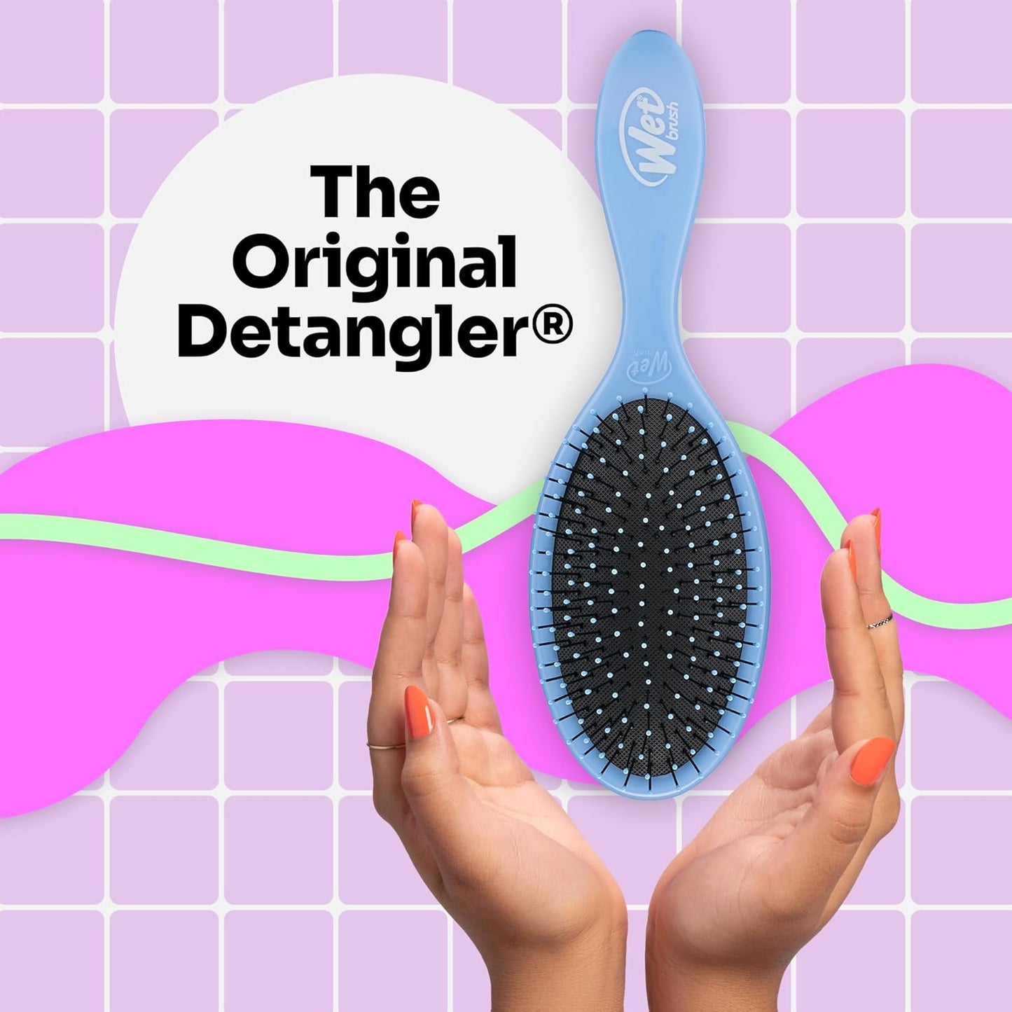 Wet Brush Detangling Brush, Original Detangler Brush (Sky) - Wet & Dry Tangle-Free Hair Brush for Women & Men - No Tangle Soft & Flexible Bristles for Straight, Curly, & Thick Hair