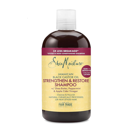 SheaMoisture Strengthen and Restore Shampoo 100% Pure Jamaican Black Castor Oil for Damaged Hair To Cleanse and Nourish Hair 13 oz