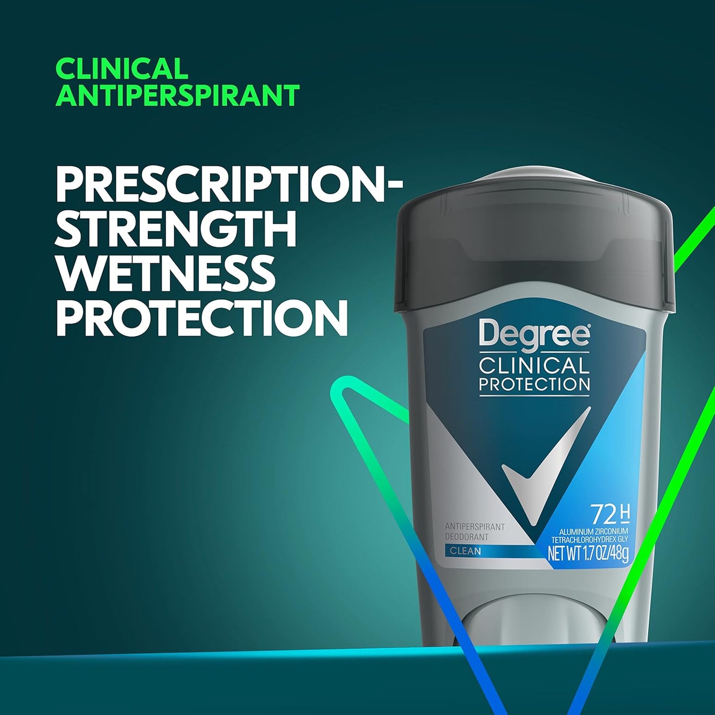 Degree Men Antiperspirant Deodorant Clean 72-Hour Sweat & Odor Protection Prescription-Strength Antiperspirant For Men with MotionSense Technology 1.7 oz