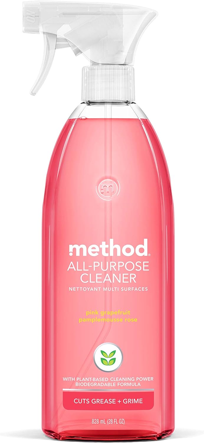 Method All-Purpose Cleaner, Pink Grapefruit, Plant-Based and Biodegradable Formula Perfect for Most Counters, Tiles, Stone, and More, 28 oz spray bottle